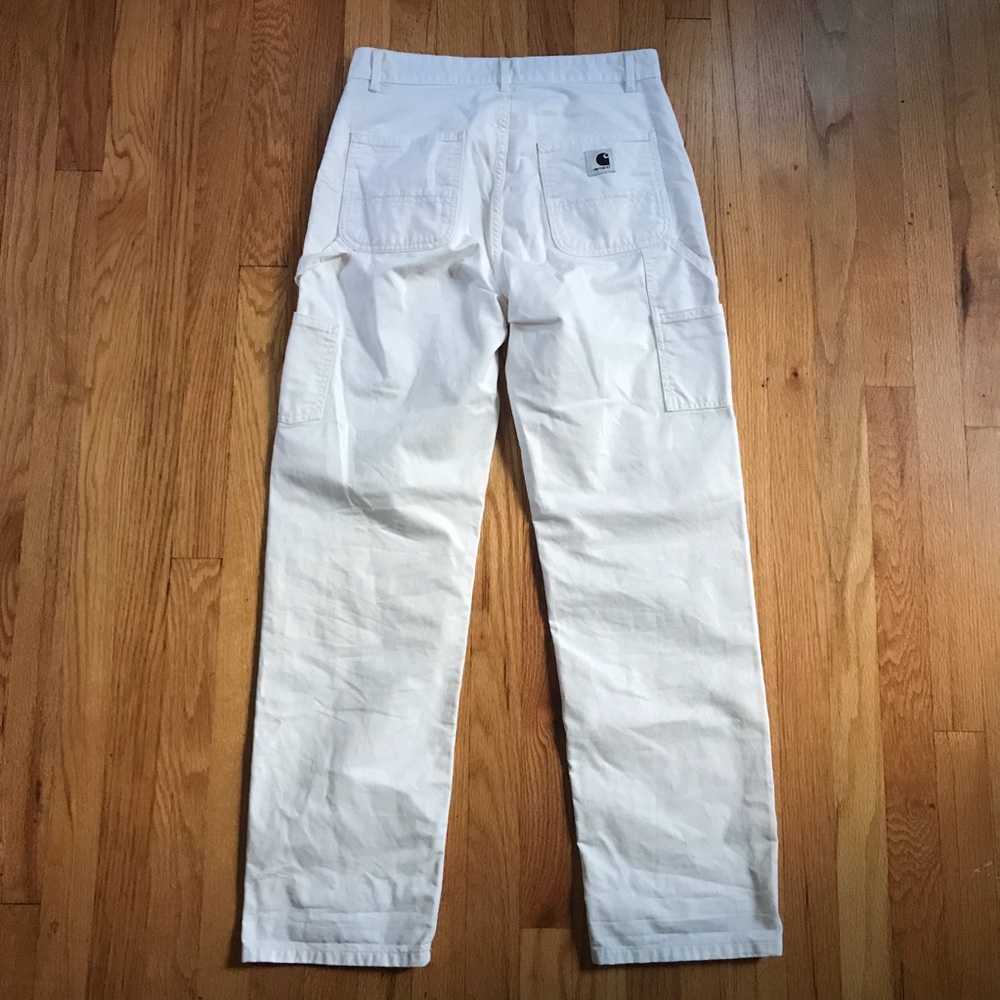 Carhartt WIP Women's Pierce White Straight-Leg Work Pants 27